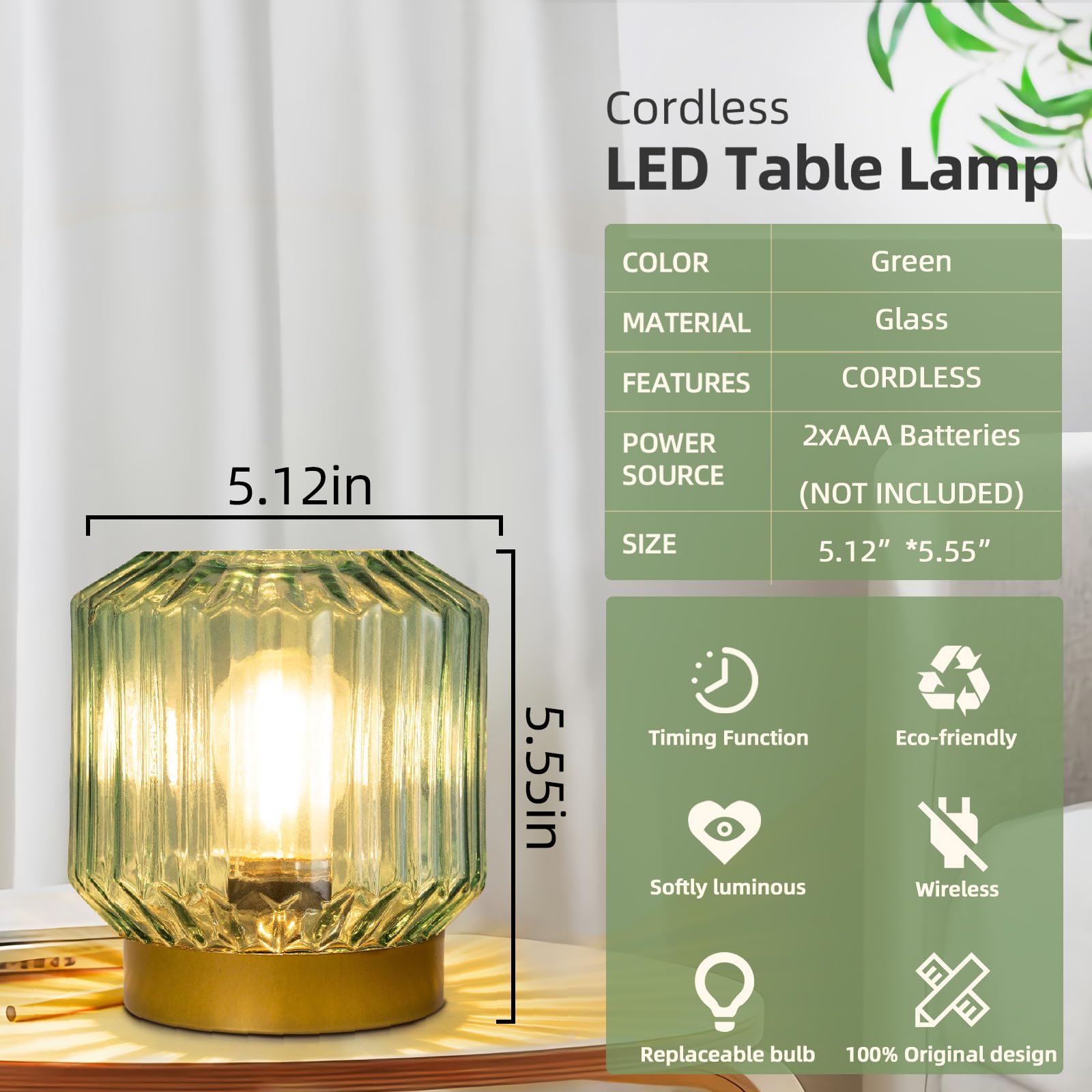 MJ PREMIER cordless LED lamp powered by two AAA batteries for flexible decor
