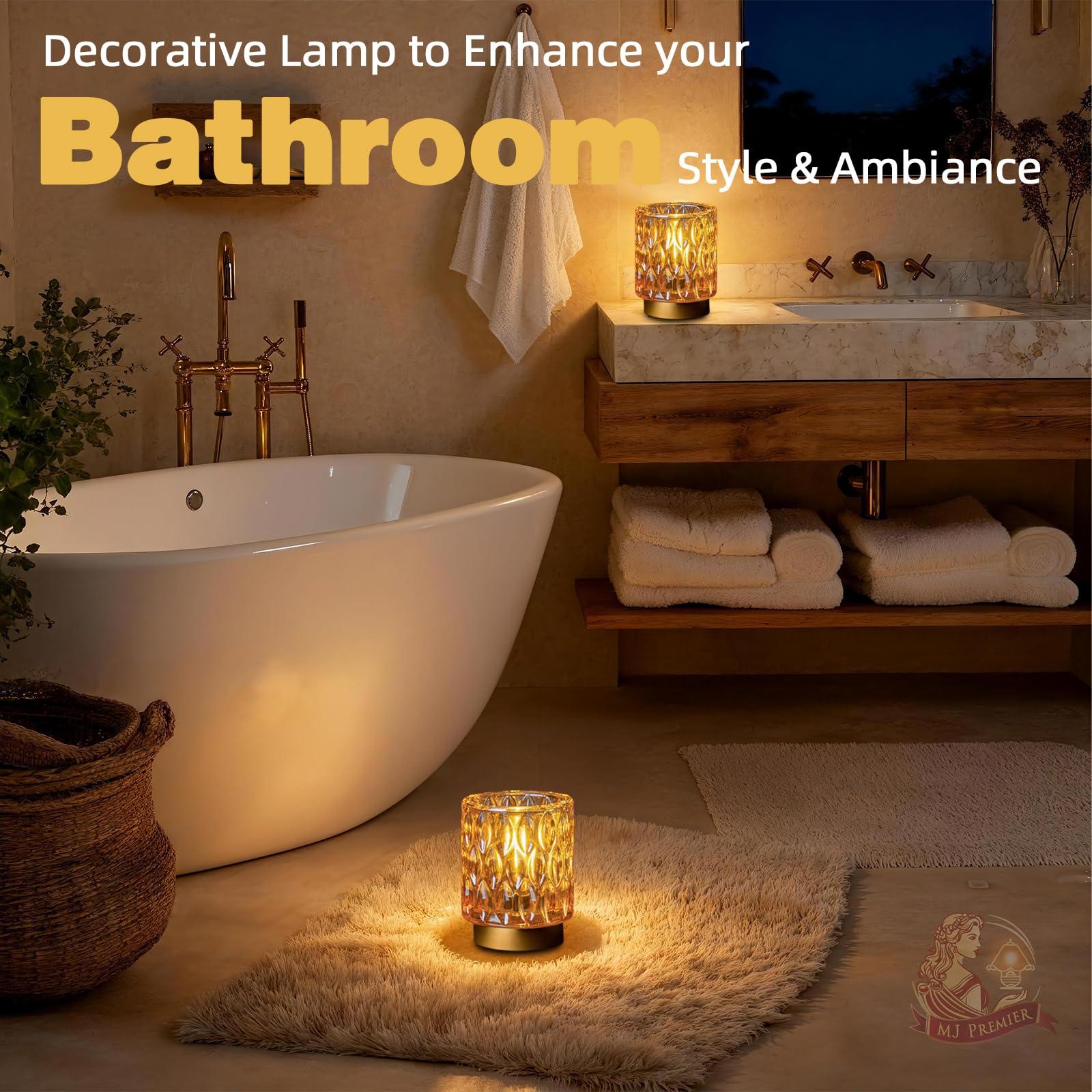 MJ PREMIER cordless table lamp amber perfect for mood lighting anywhere