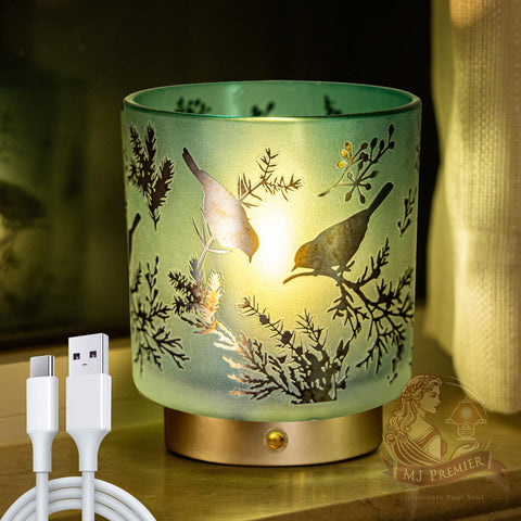 MJ PREMIER cordless table lamp with rusty marble glass texture for ambient glow
