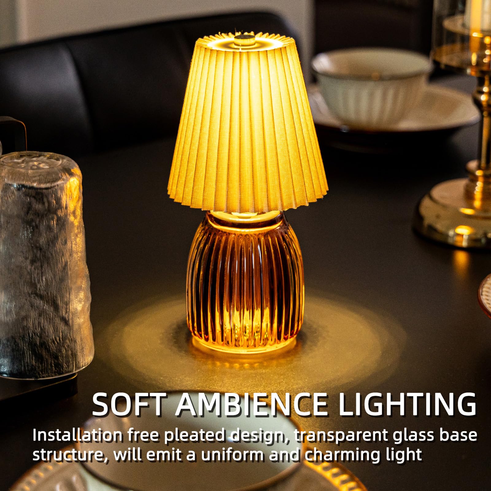 MJ PREMIER cordless table lamp with timer saves energy and sets mood