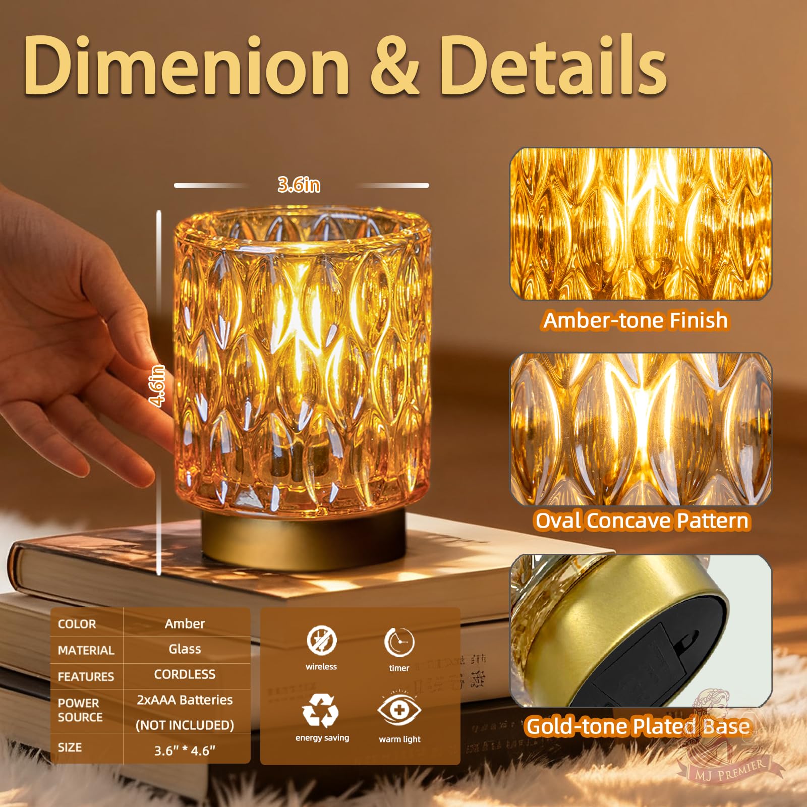MJ PREMIER LED bulb crystal lamp amber with long lifespan