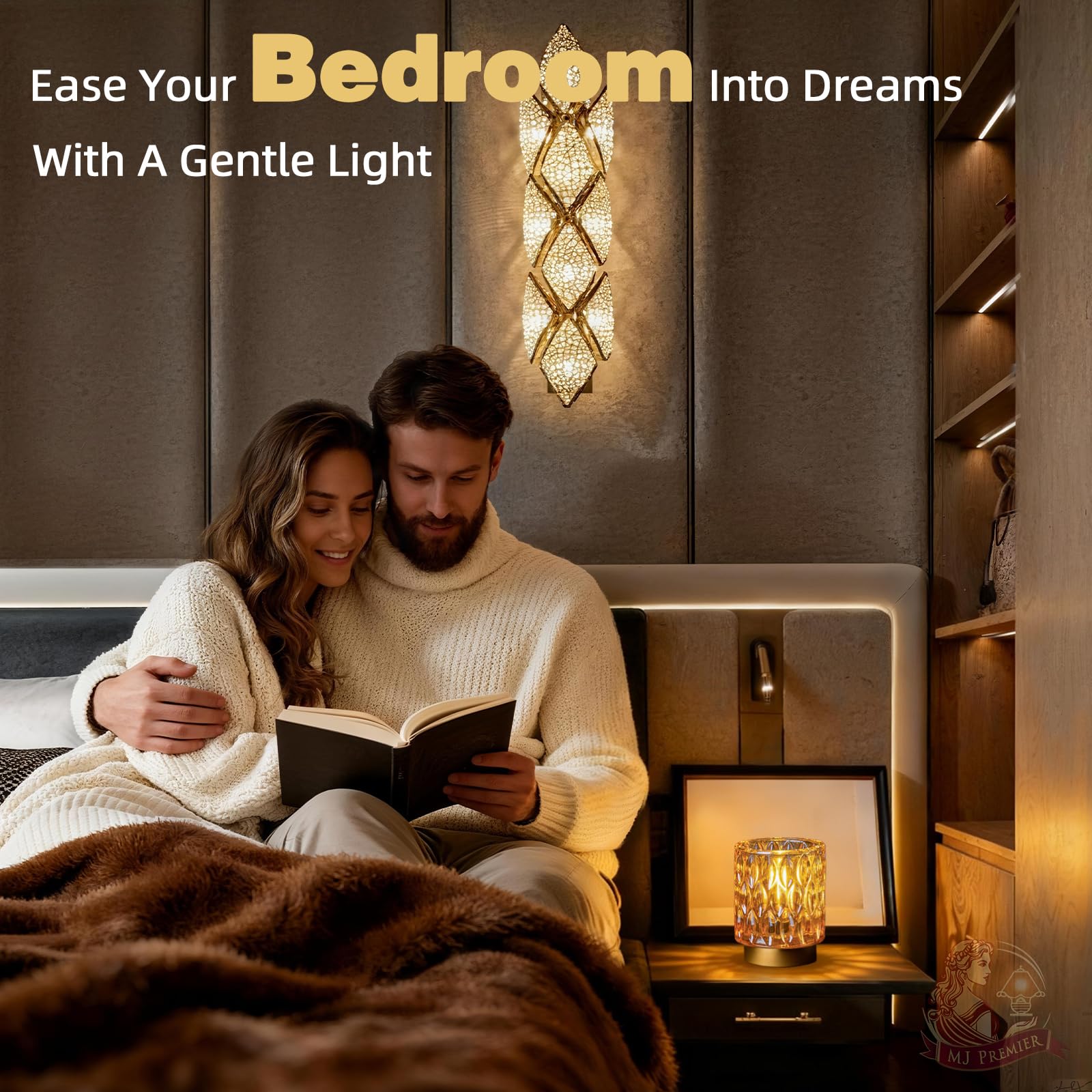 MJ Premier LED glass bulb 3W included for long life and soft glow.