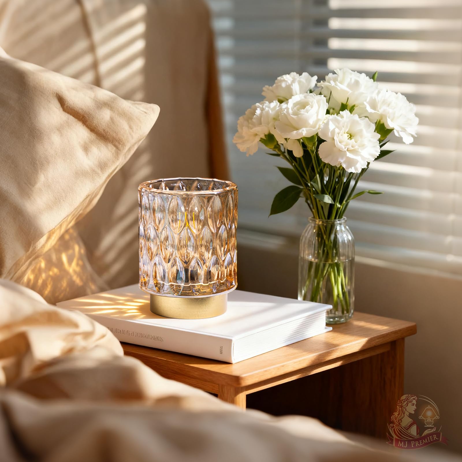 MJ Premier mercury coated finish enhances shimmer and ambiance.