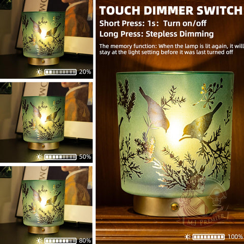 MJ PREMIER compact nightstand lamp adding subtle glow to small spaces
