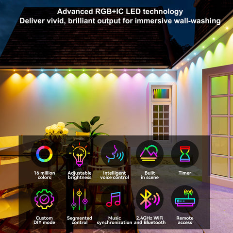 MJHH eternity lights show 16 million colors for versatile holiday scenes.