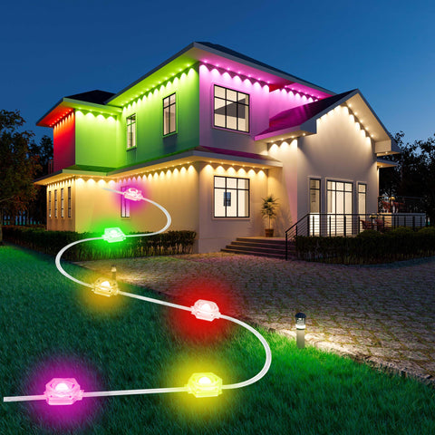 MJHH permanent outdoor lights wall-wash display for dramatic exterior illumination.