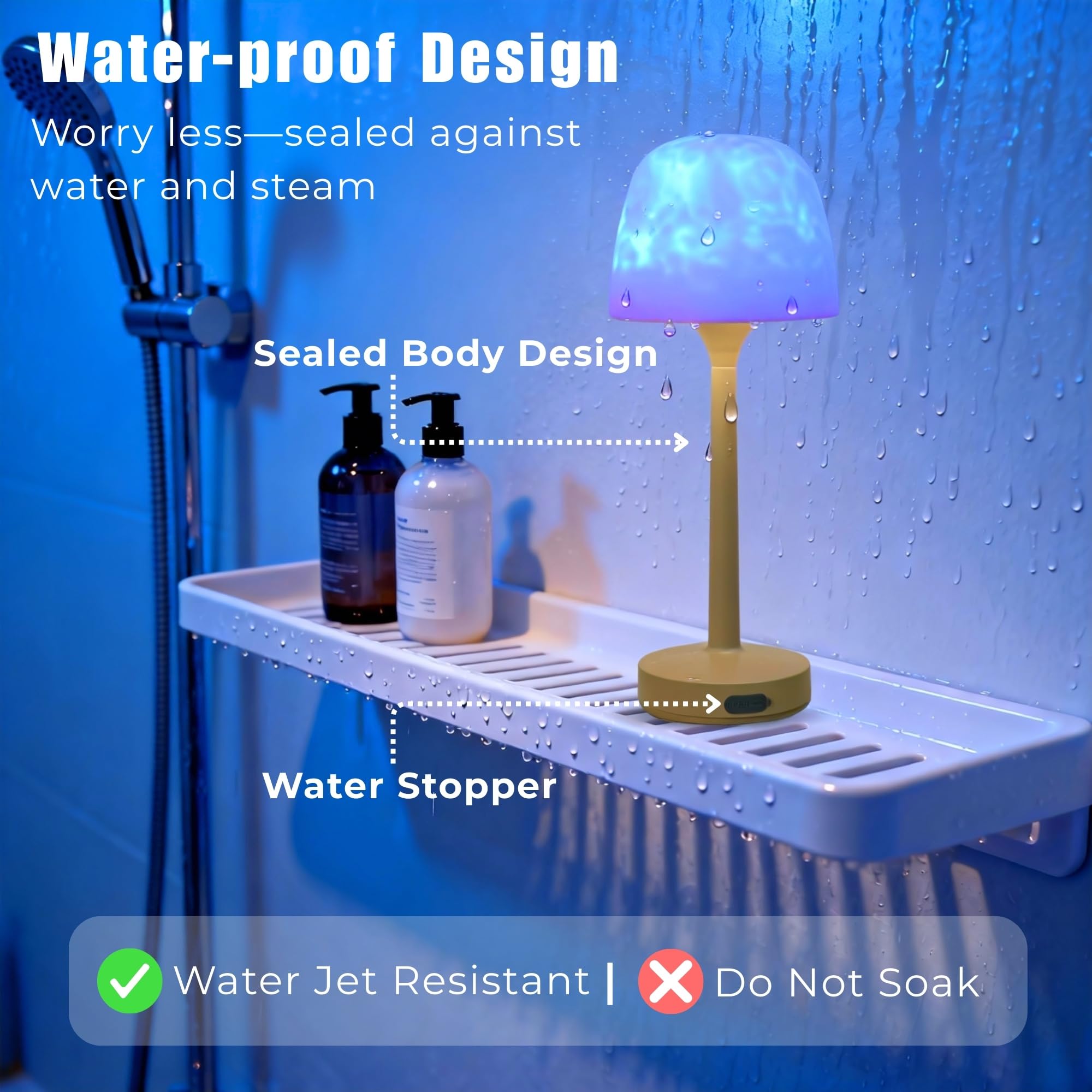 MKIIACH dimmable shower light in a khaki finish for bathroom decor