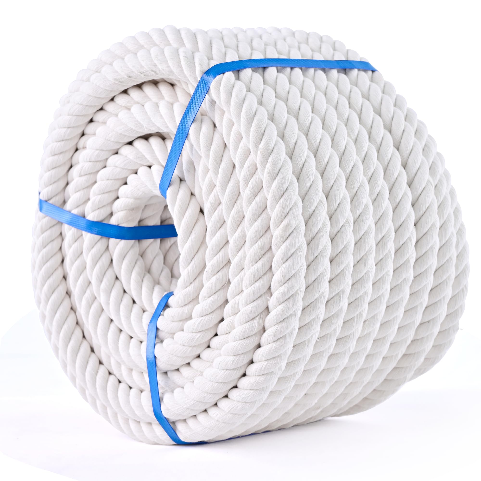 MKMJ white cotton rope 1/2in coil showing natural strength for DIY projects