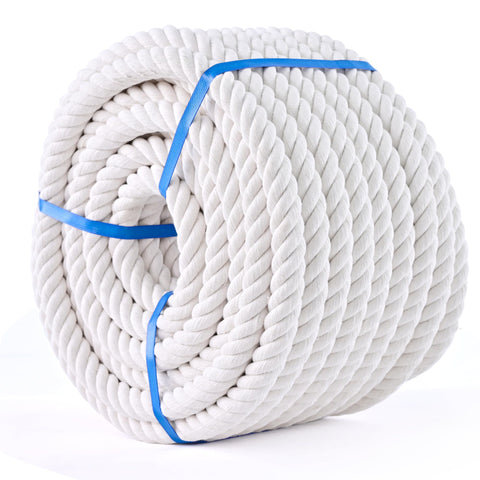 MKMJ white cotton rope 1/2in coil showing natural strength for DIY projects