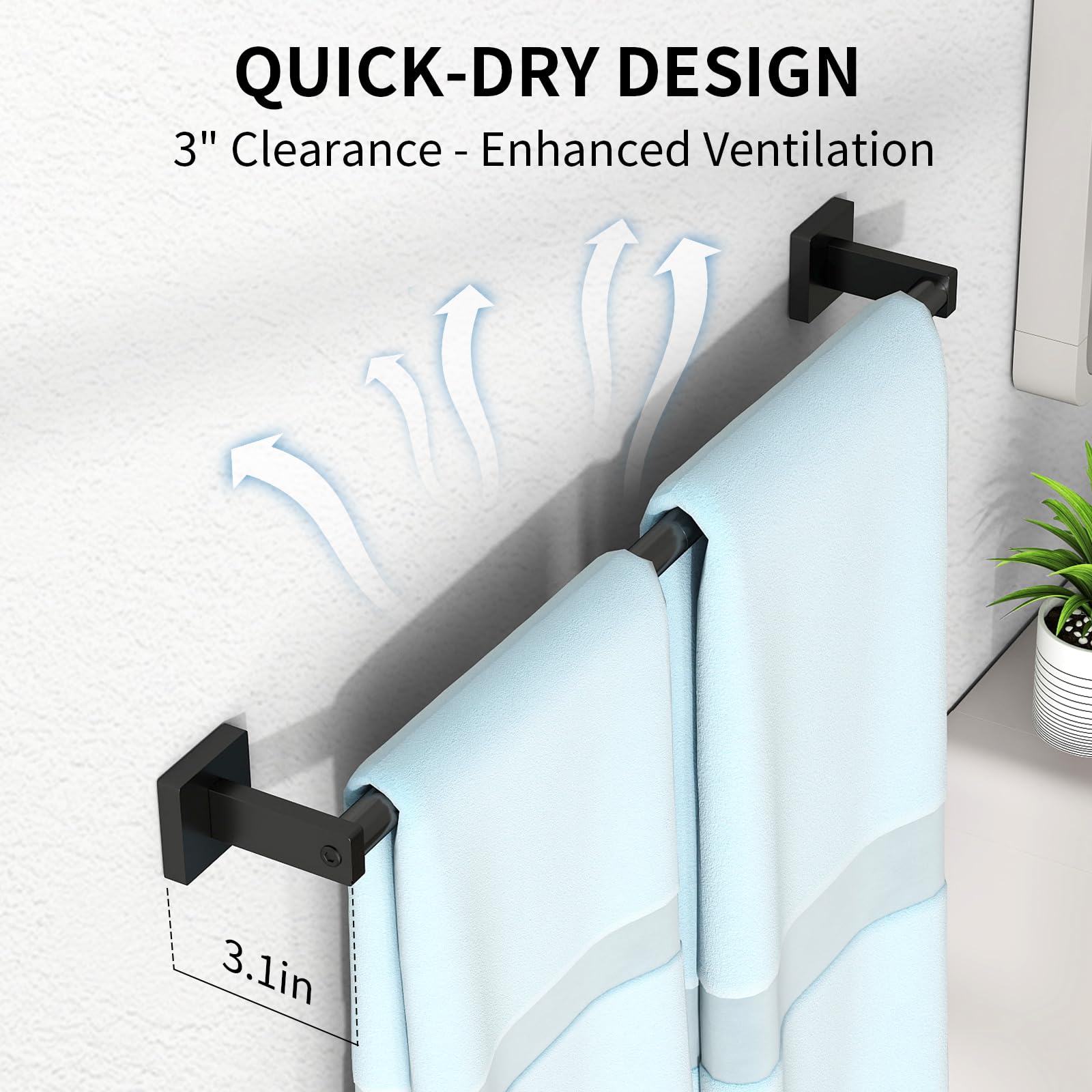 MKO 24in bar installed in bathroom demonstrates stable, secure mounting.