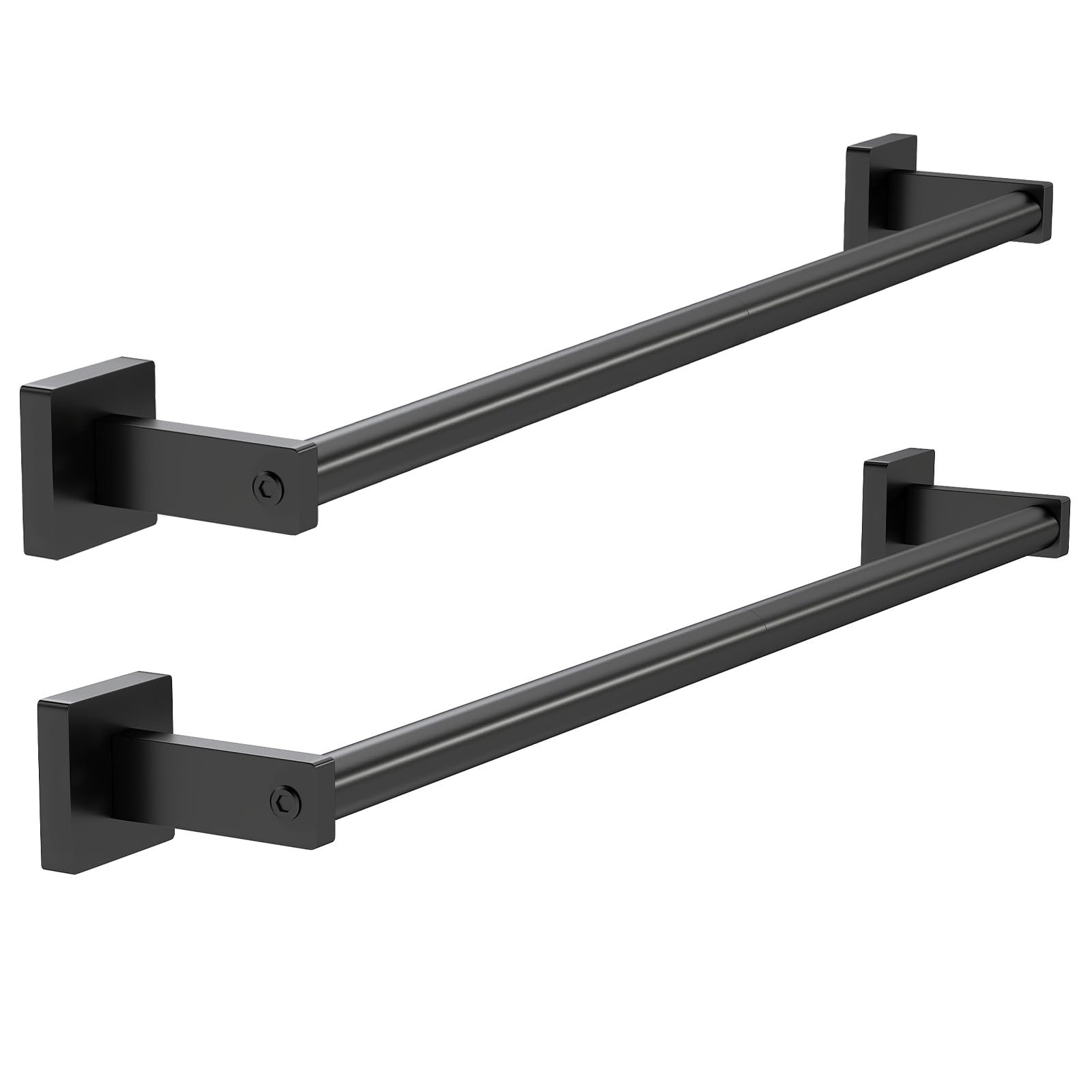 MKO 24in towel bar wall mount in black keeps towels dry and neatly arranged.