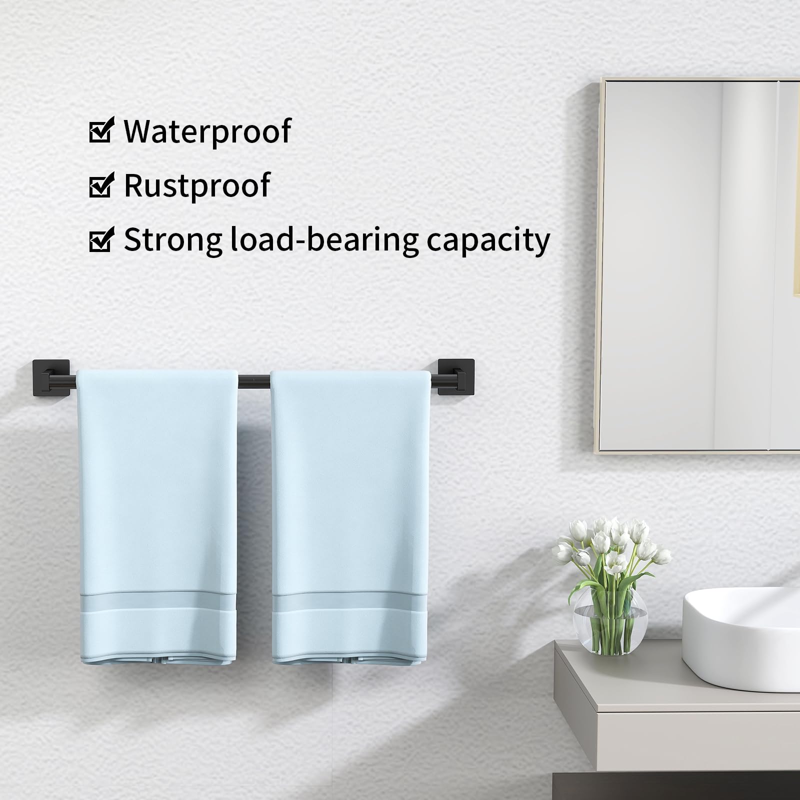 MKO towel bar suits kitchen for quick-drying dishcloths near sink.