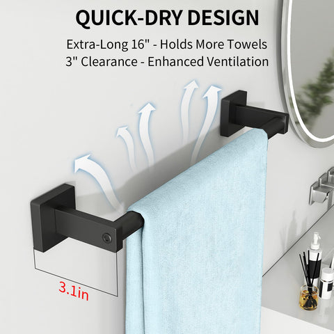 MKO towel bar includes mounting hardware for secure wall installation.