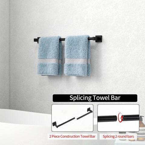 MKO towel bar black finish closeup shows snag-free surface and rust resistance.