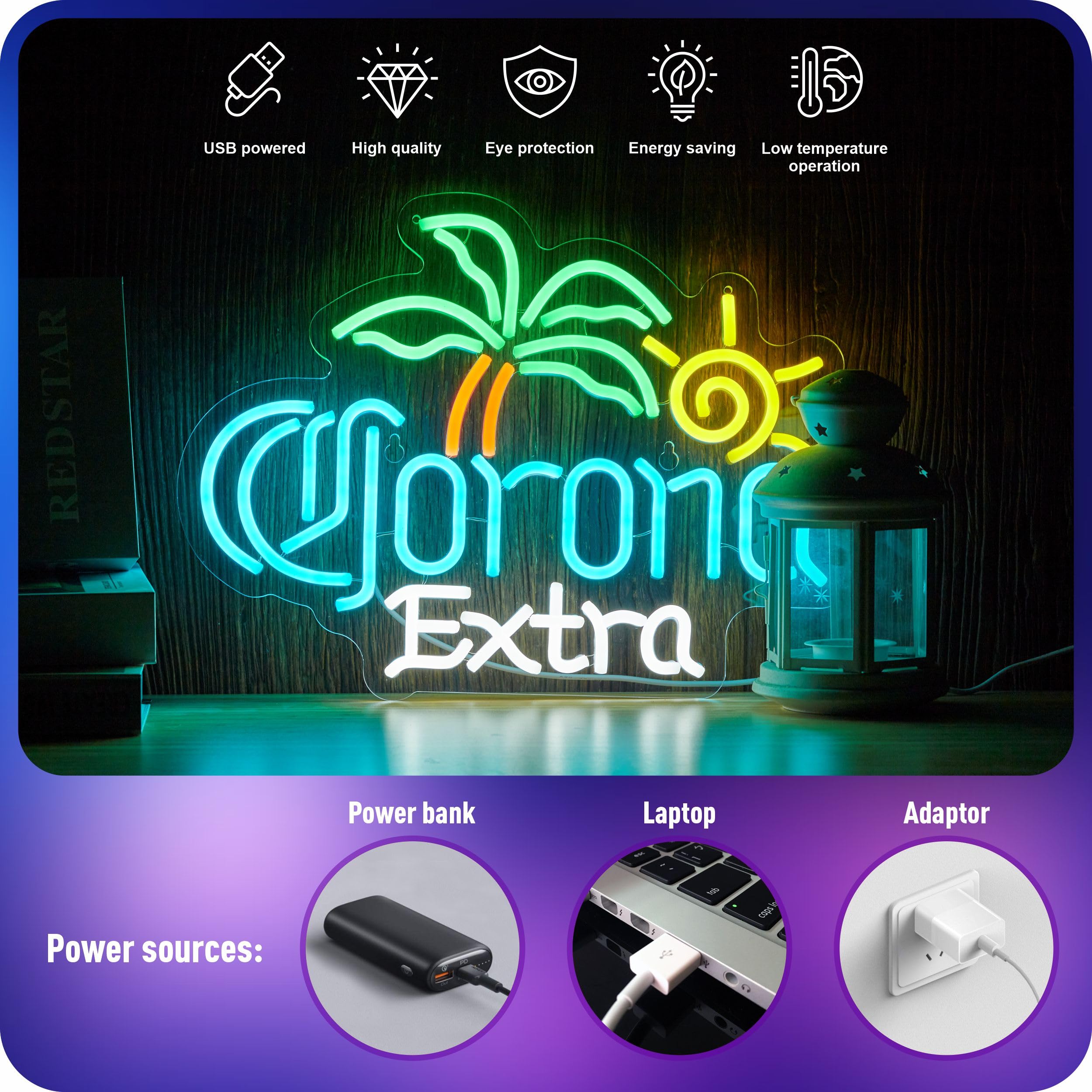 MkoGad palm-tree coron sign elevates gift-ready decor for celebrations.
