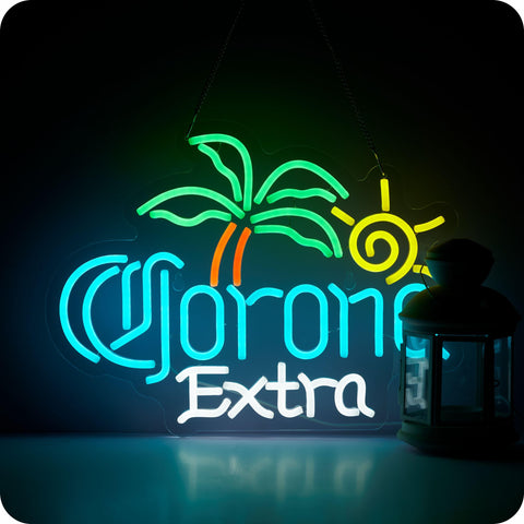 MkoGad Palm Tree Coron beer neon sign for wall decor with vibrant mood lighting.