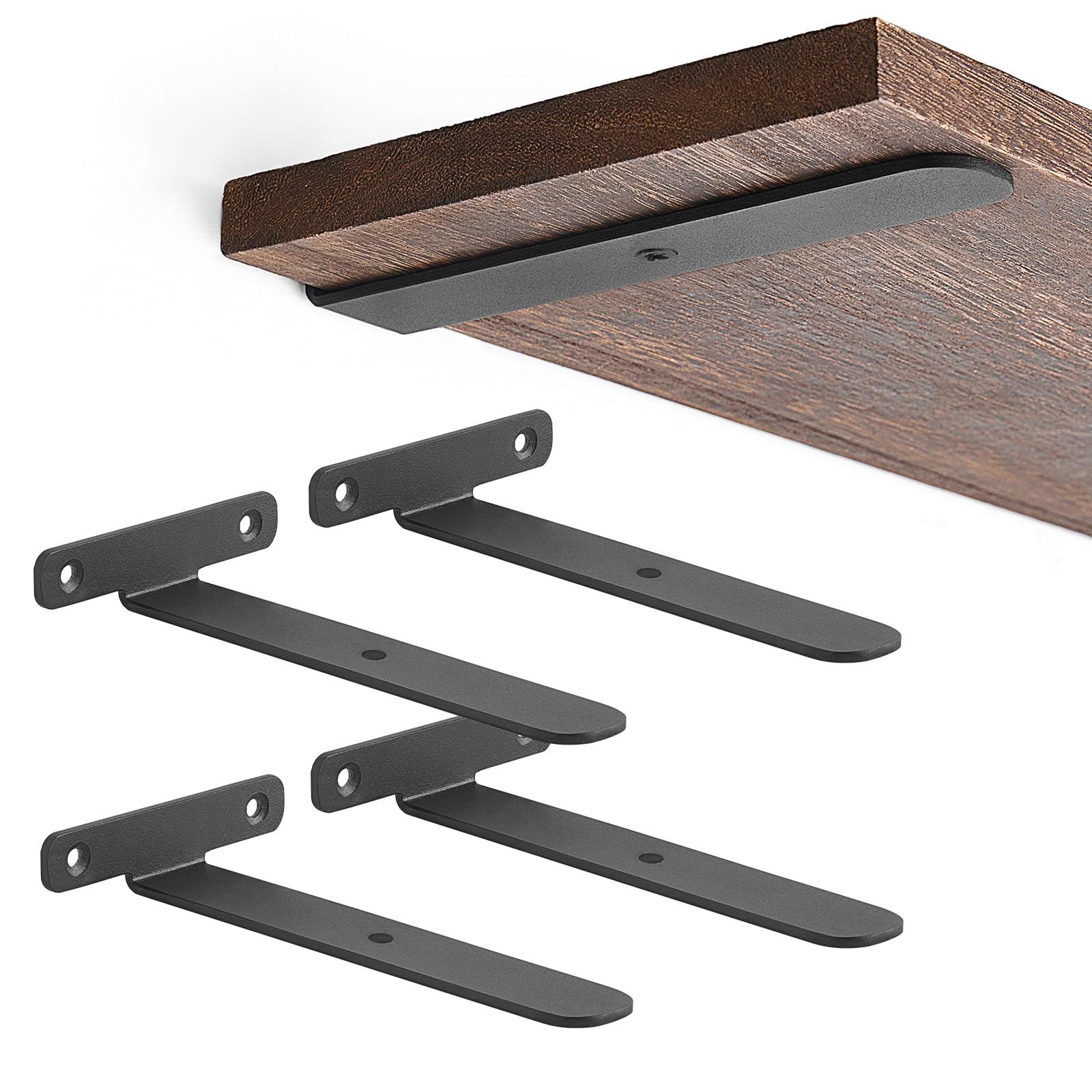 Mkono hidden L-bracket 6in design provides clean floating shelves with strong support.