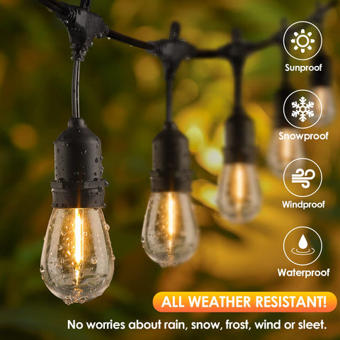 Mlambert 96ft LED outdoor string lights assembly shows easy setup.