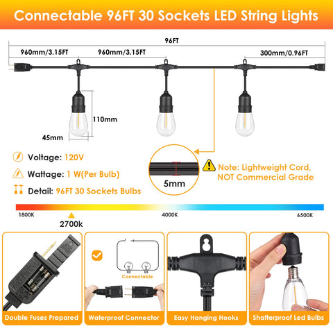 Mlambert IP65 weatherproof string lights withstand rain and wind.