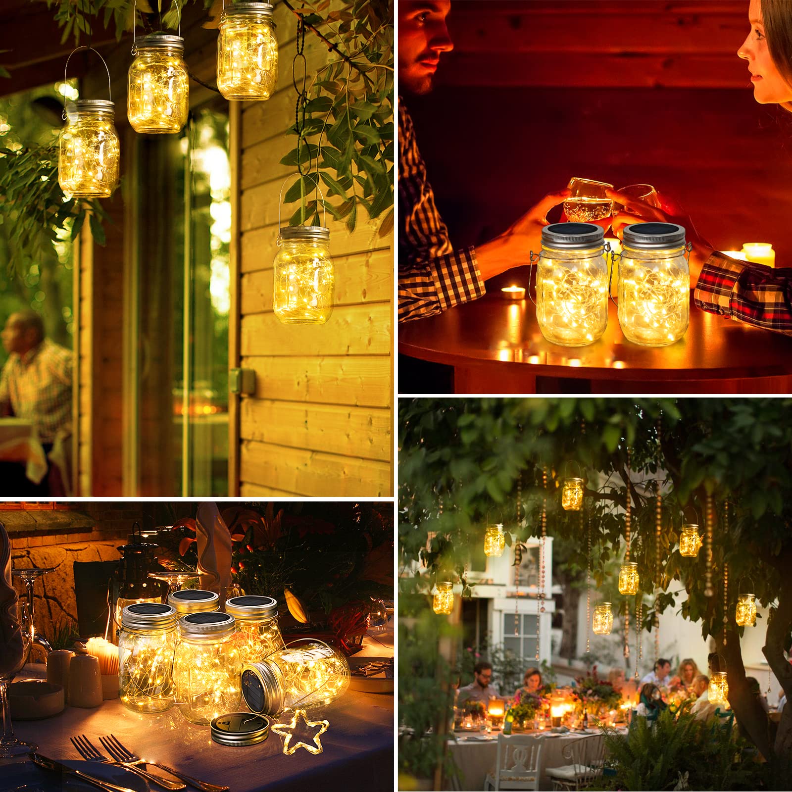 Mlambert 6-pack hanging lanterns create cohesive patio lighting from dusk to night.