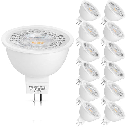 Mlambert MR16 LED bulb in a 12V spotlight for landscape accents and energy efficiency.