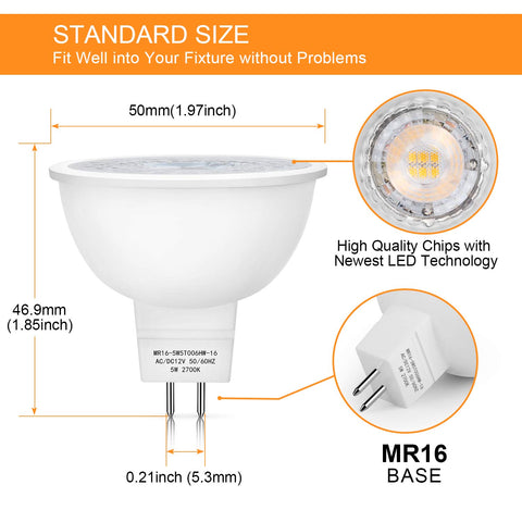 Mlambert MR16 LED bulb delivering 450 lumens for bright, natural illumination.