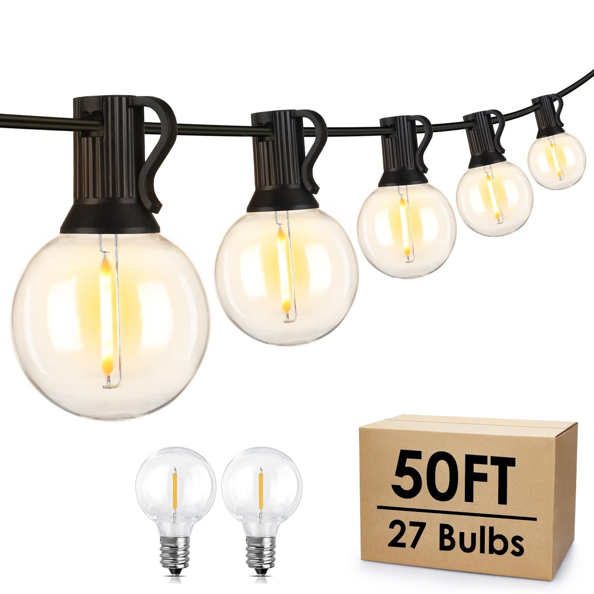 Mlambert outdoor string lights with 50ft G40 globes create warm patio ambience.