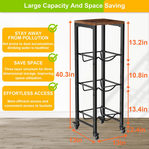 Mlinavn assembled rack full-height view emphasizes three 5-gallon bottle capacity