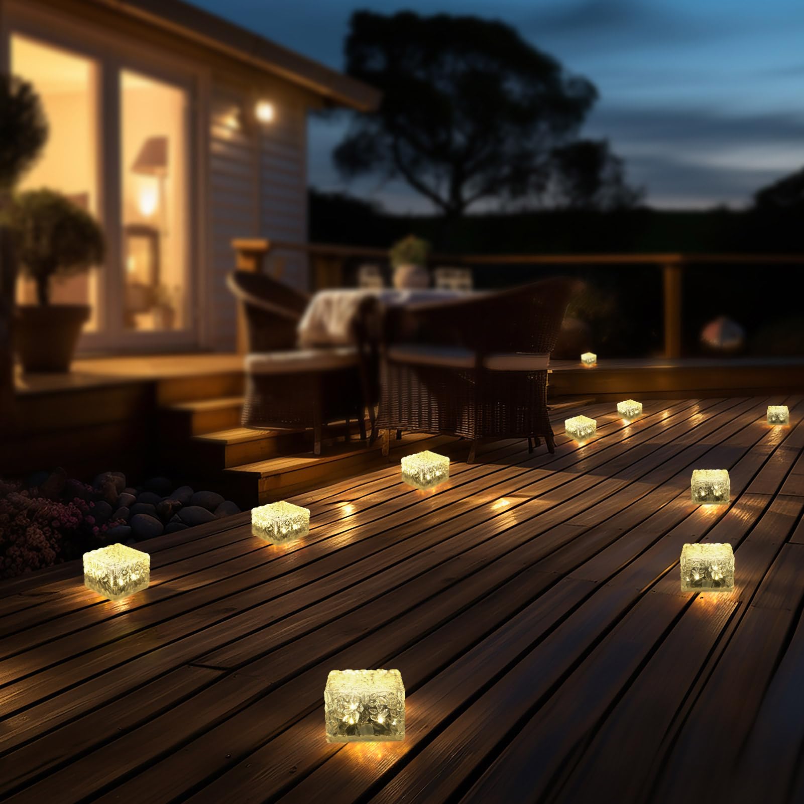 MLKNK Solar Brick Lights enhance garden decor with soft illumination