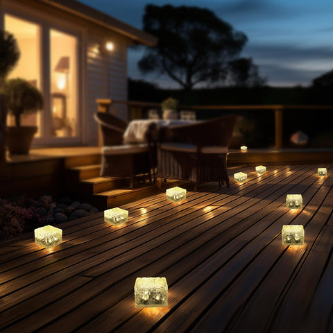 MLKNK Solar Brick Lights enhance garden decor with soft illumination