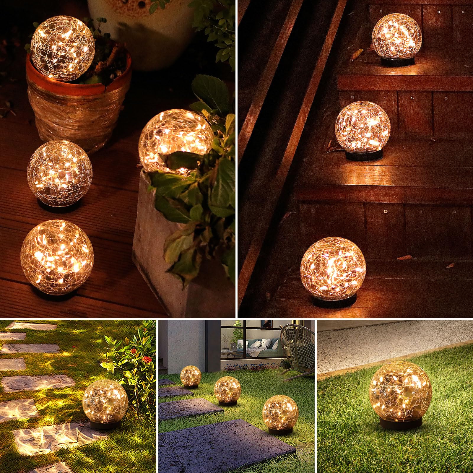 MLKNK Solar Globe Lights suit lawns, patios, and gardens with chic glow.