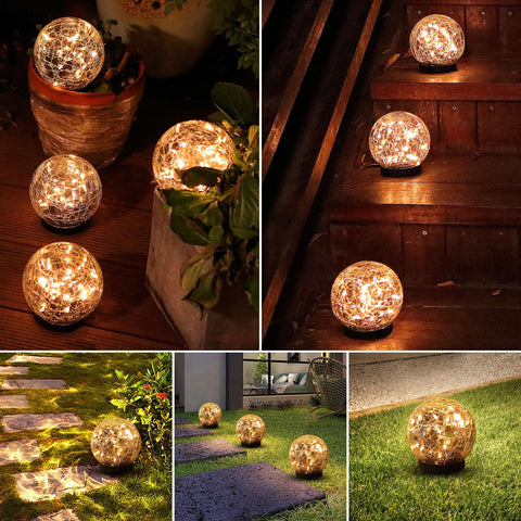 MLKNK Solar Globe Lights suit lawns, patios, and gardens with chic glow.