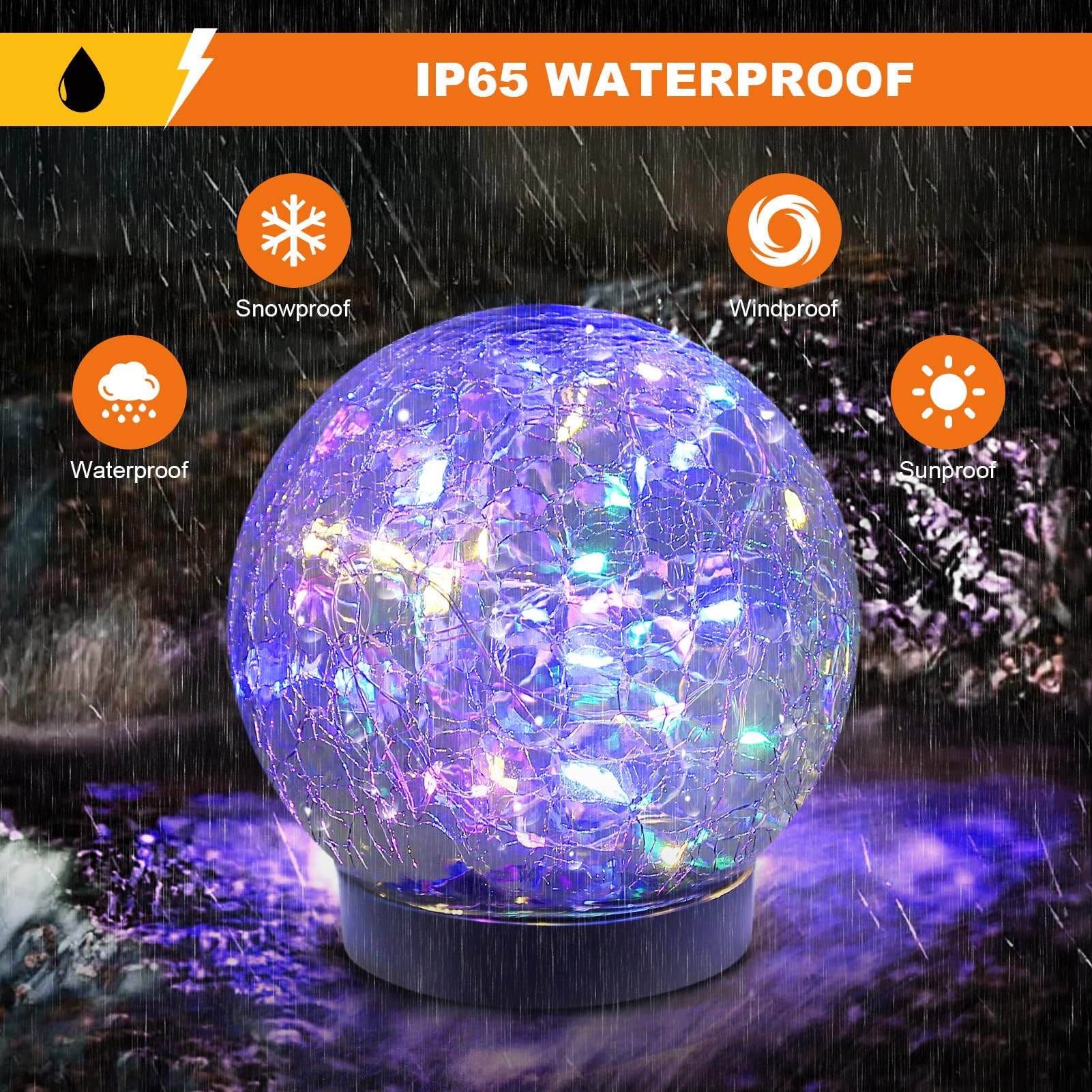 MLKNK solar globe lights create warm patio ambience after sunset.