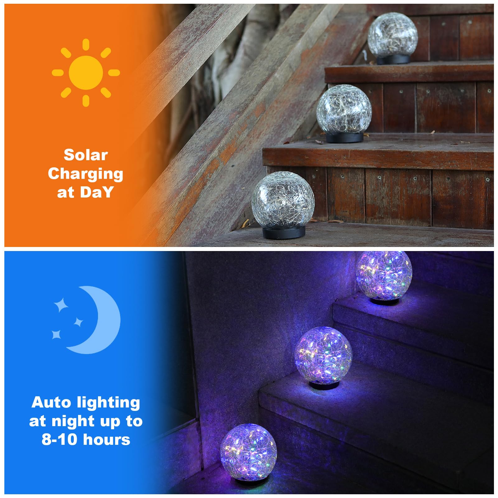 Waterproof globe lights keep backyard glow in rain or drizzle.