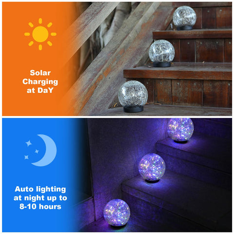 Waterproof globe lights keep backyard glow in rain or drizzle.