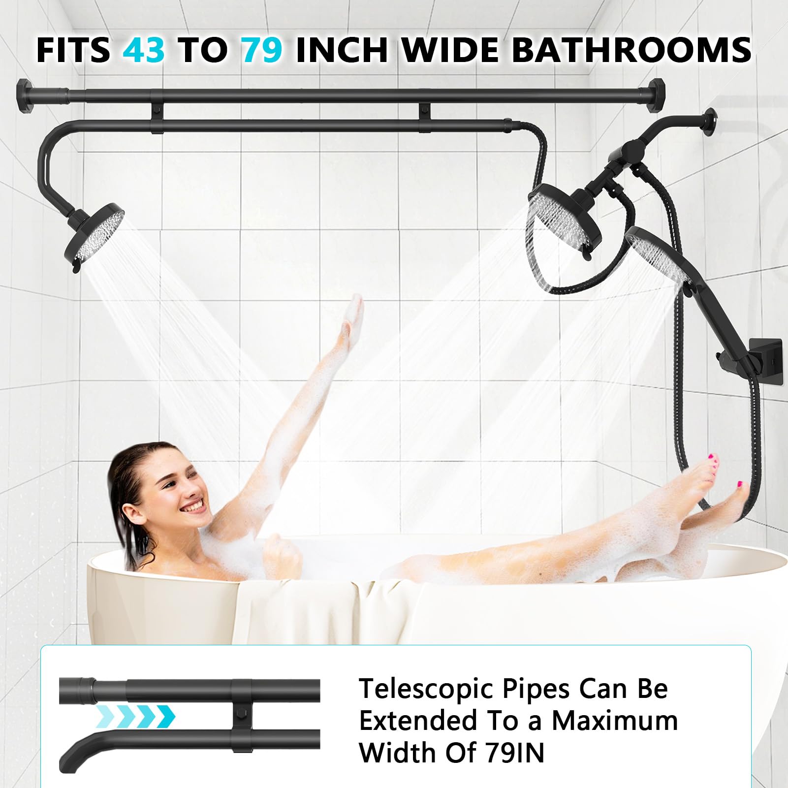 MLLNFUE dual shower heads with adjustable angles for two users