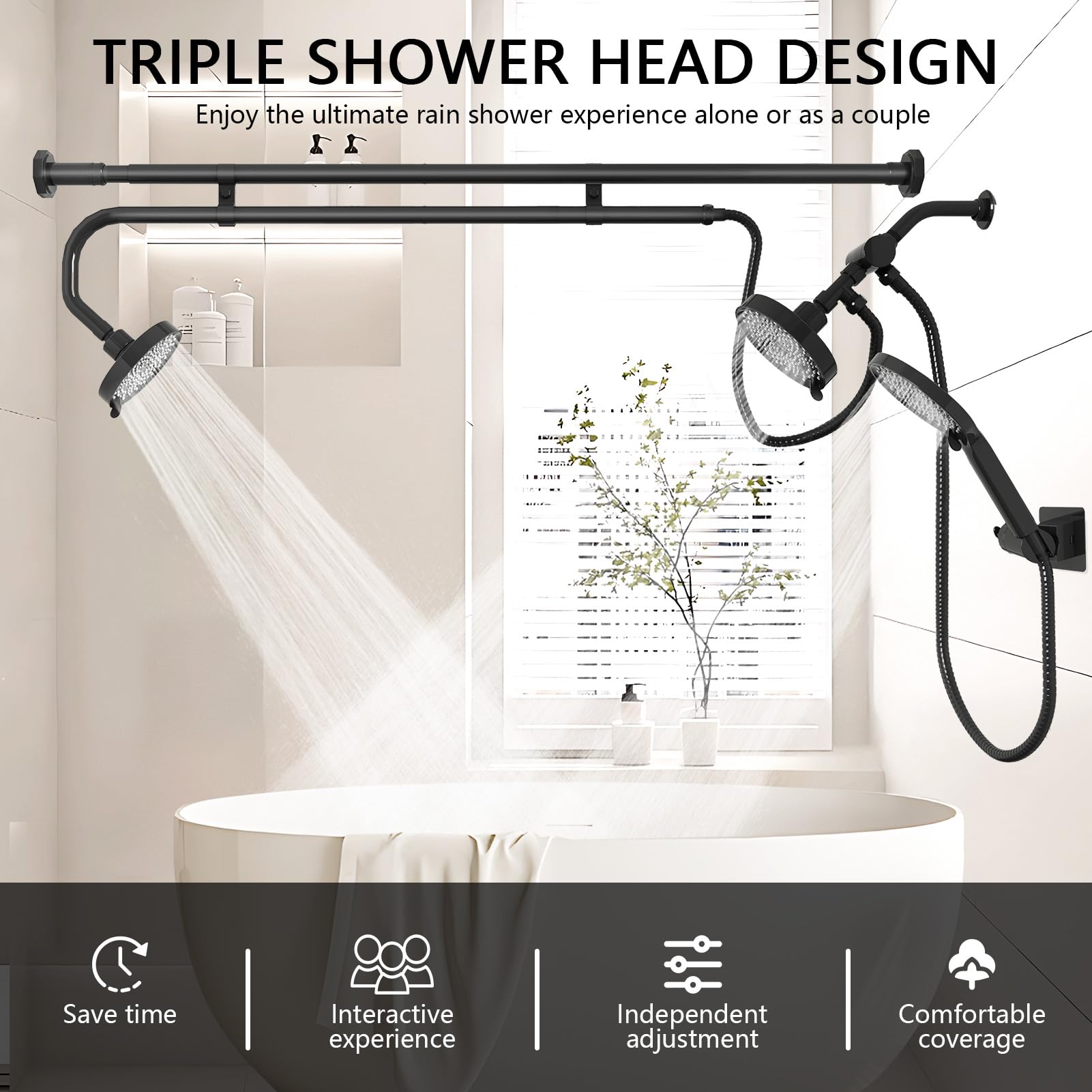 MLLNFUE extendable rod 48-78 inches fits most showers