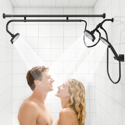 MLLNFUE tandem shower head set front view for shared showers