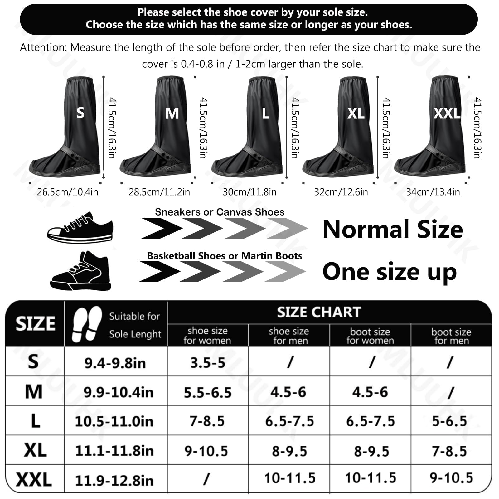 MLUUHK elastic-top design ensures a secure, waterproof fit across shoes.