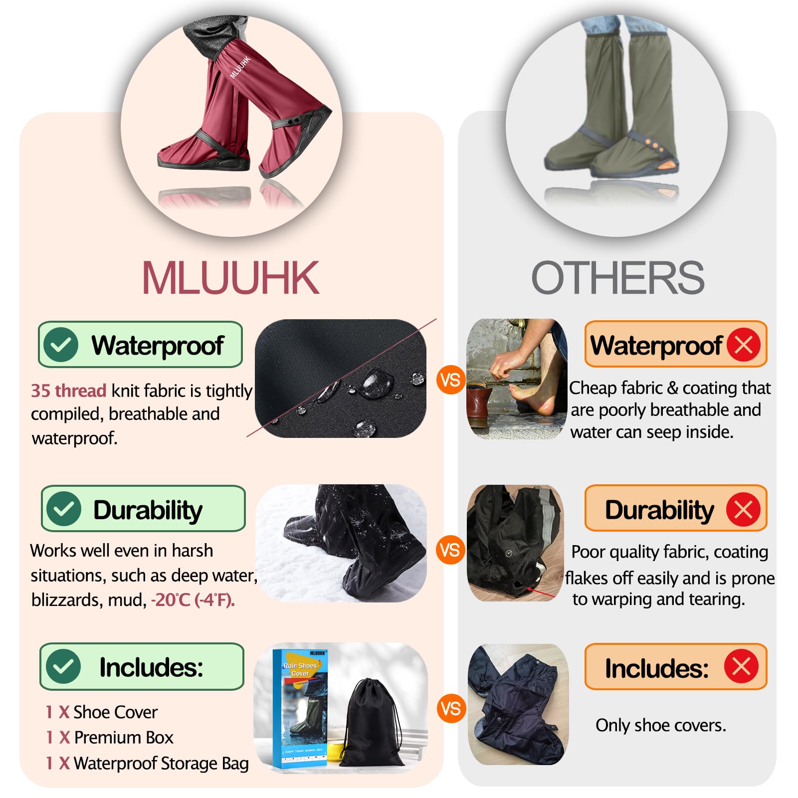 MLUUHK rain shoe covers are ideal for outdoor activities and commutes.