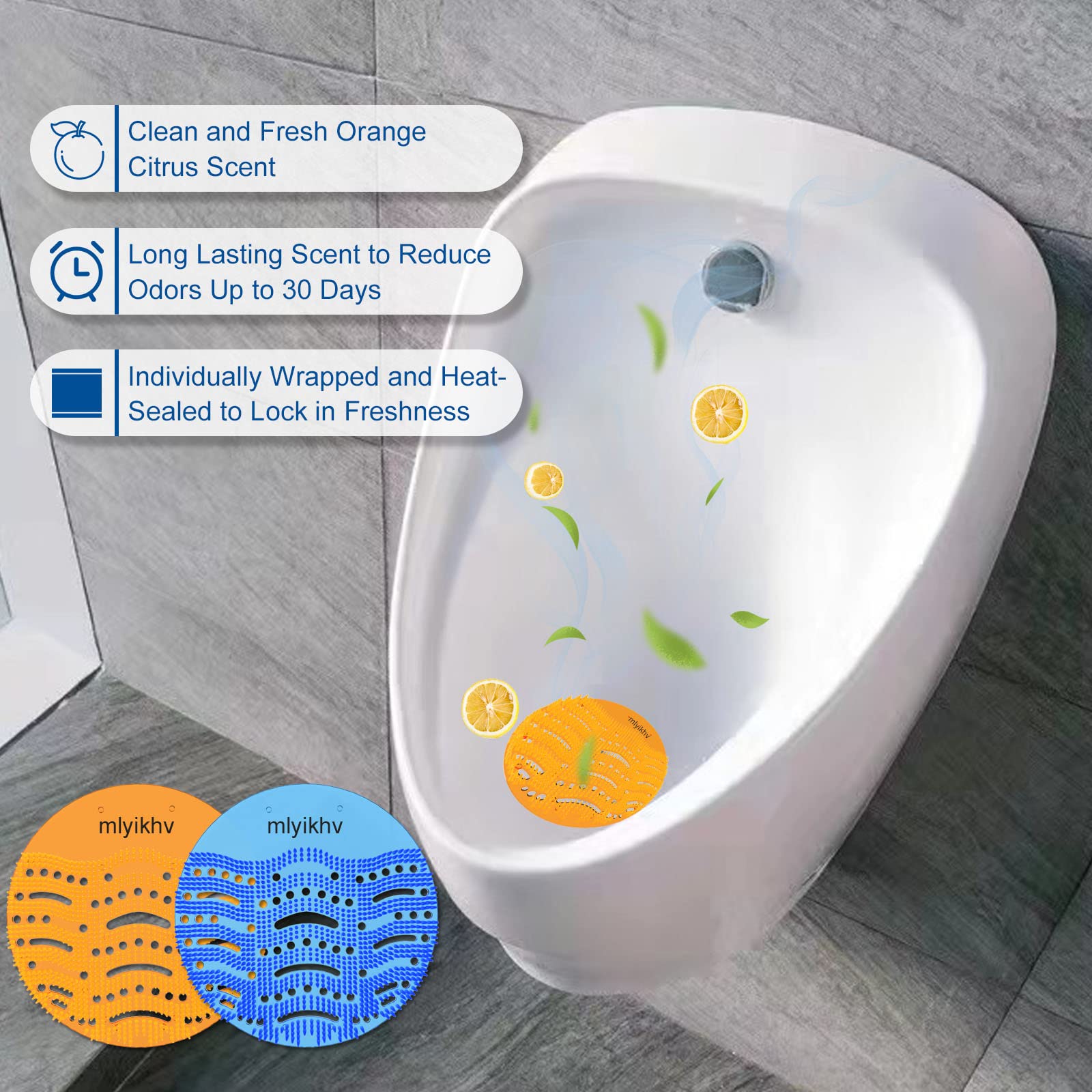 mlyikhv urinal screen orange pack adds a fresh scent in high-traffic areas