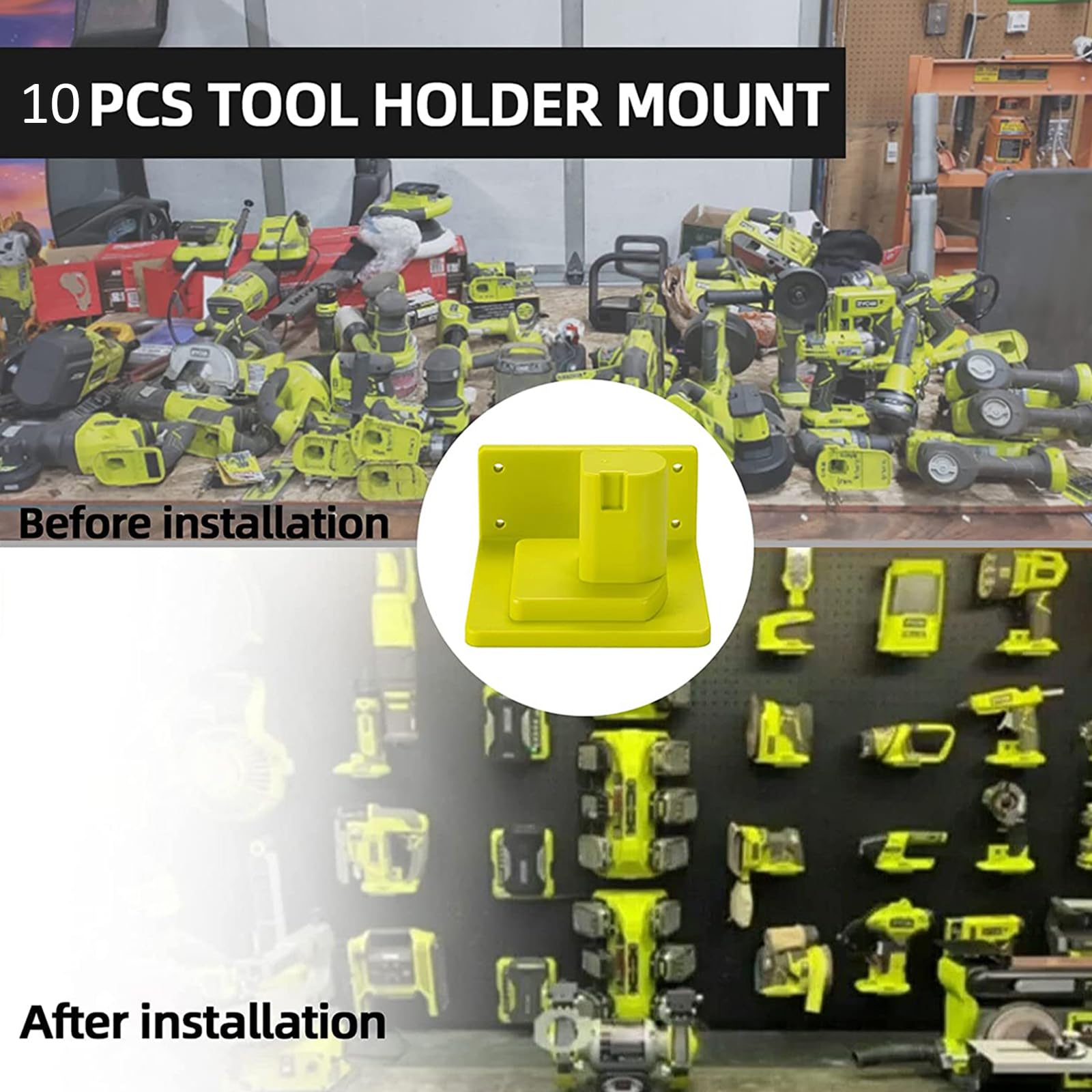 MLYNZXJSY tool holder wall-bracket-assembly shows easy installation with included screws.