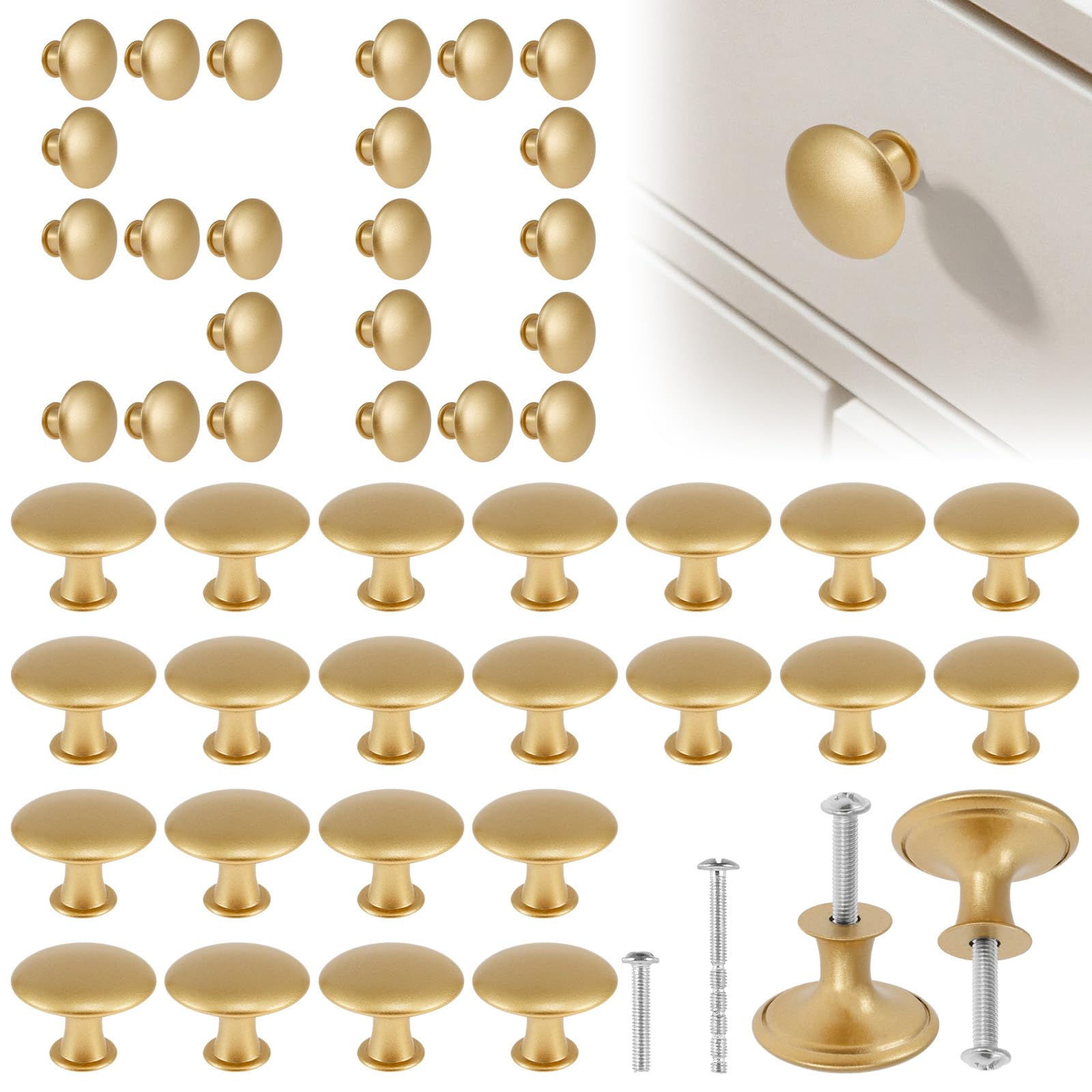 MLYNZXJSY gold round cabinet knob on a modern cabinet, rustproof and durable.