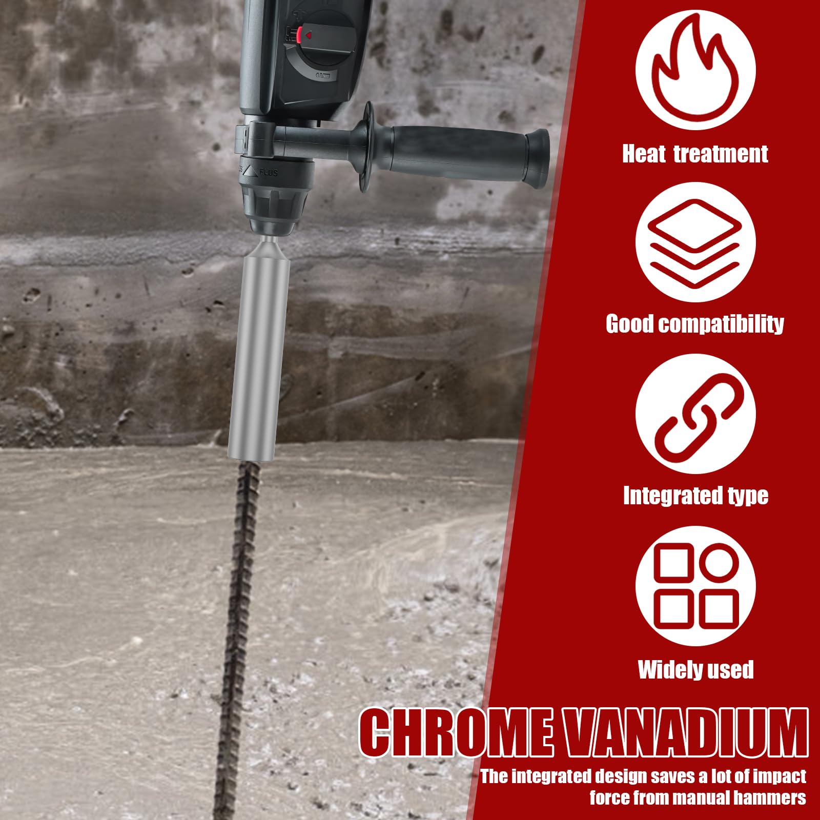 MLYNZXJSY SDS Plus shank compatibility with most rotary hammers and drills.