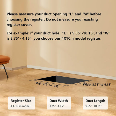 MMFSF floor vent cover 4x10 installed in a room setting