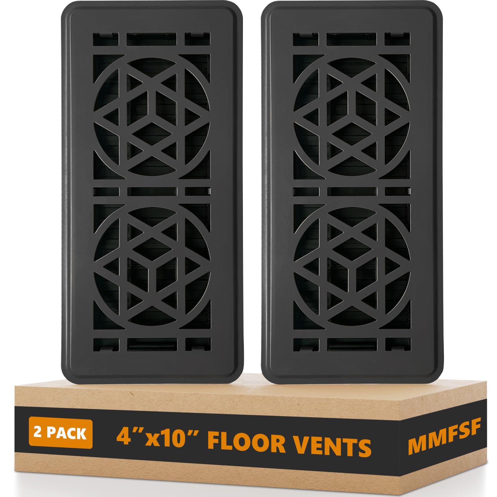 MMFSF floor register 4x10 front view shows sturdy steel build for durable home use.