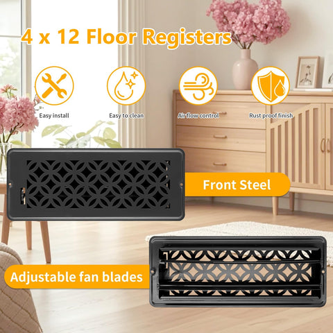 MMFSF floor vent cover 4x12 versatile placement for floors ceilings or walls