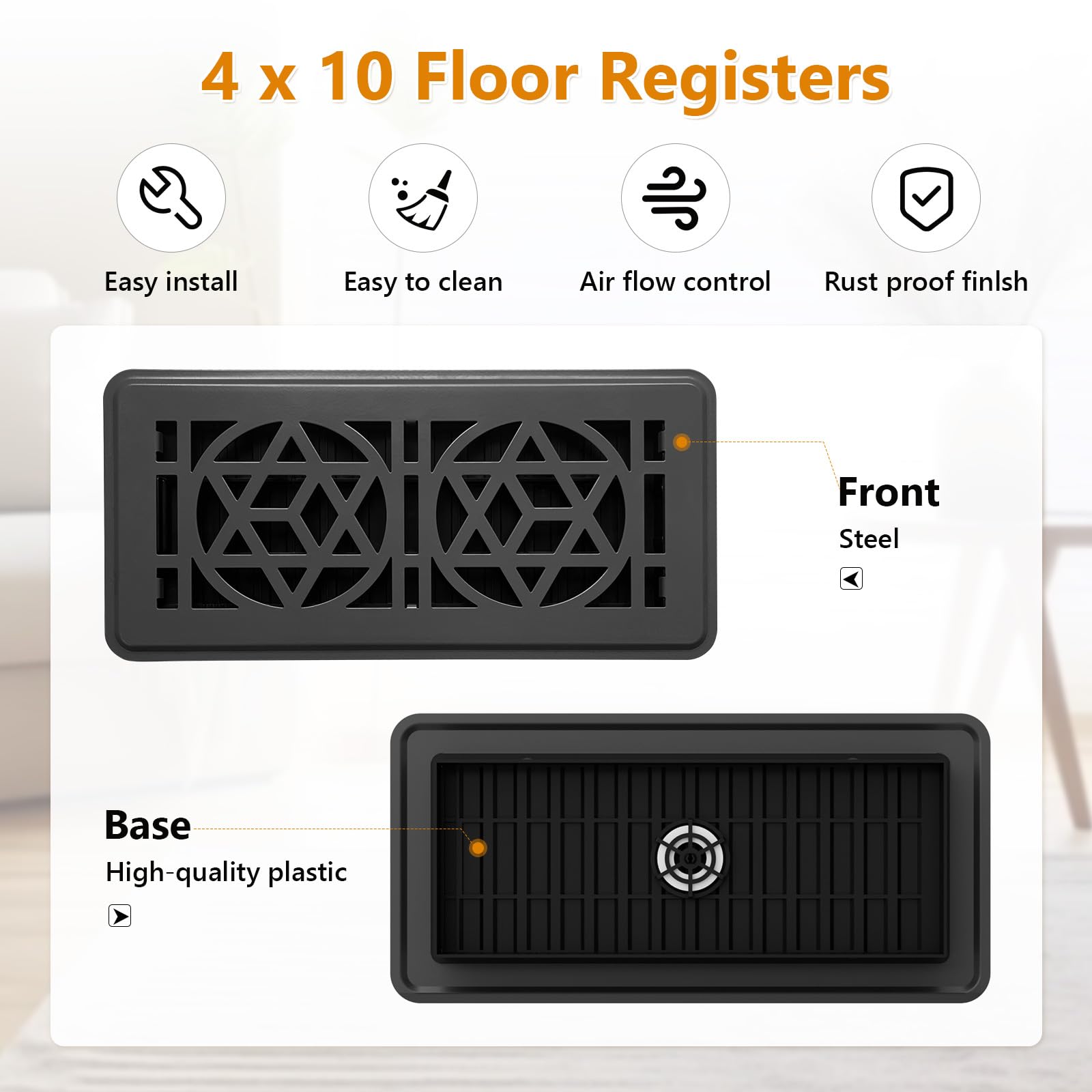MMFSF walkable steel vent cover side view highlights strength for high-traffic areas.