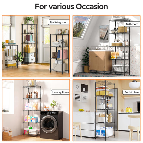 M MZG 5 Tiers Shelf in humid bathroom environments with water-resistant coating