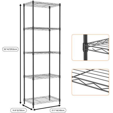 M MZG 5 Tiers Shelf wheel base enables easy mobility around the home